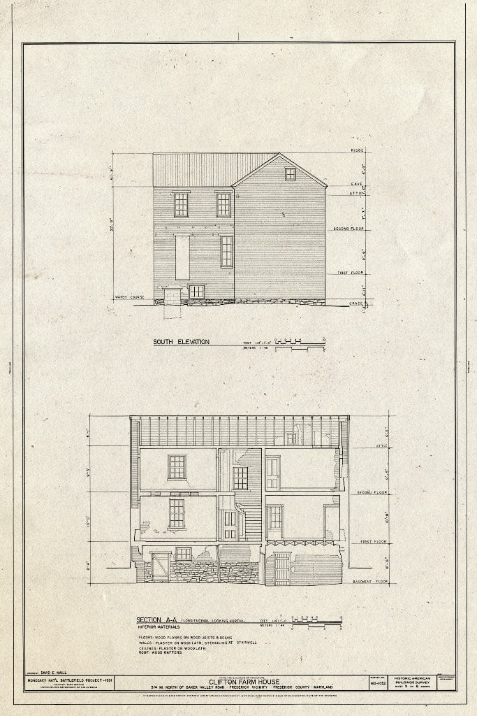 Blueprint HABS MD,11-FRED.V,17- (Sheet 5 of 6) - Clifton Farm, Off Baker Road, Frederick, Frederick County, MD
