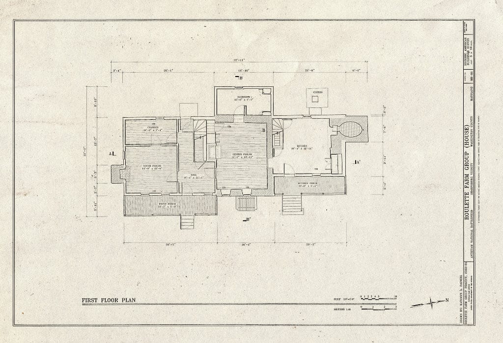 Blueprint HABS MD,22-Anti.V,1- (Sheet 3 of 10) - Roulette Farm, House, Sharpsburg, Washington County, MD
