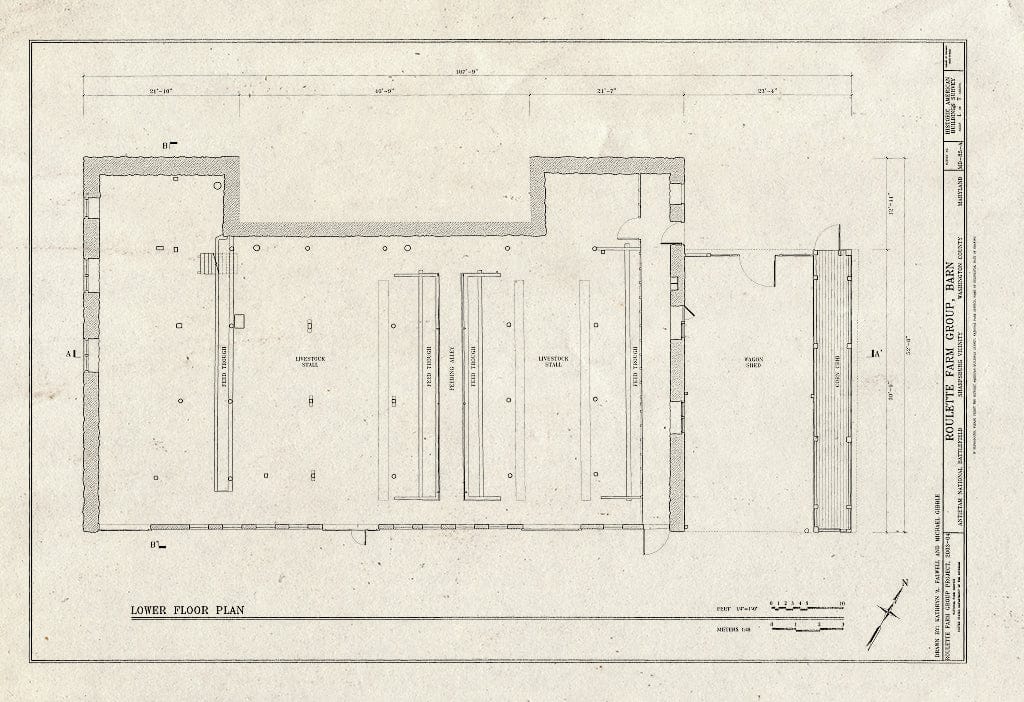Blueprint HABS MD,22-Anti.V,1-A- (Sheet 1 of 7) - Roulette Farm, Barn, Sharpsburg, Washington County, MD