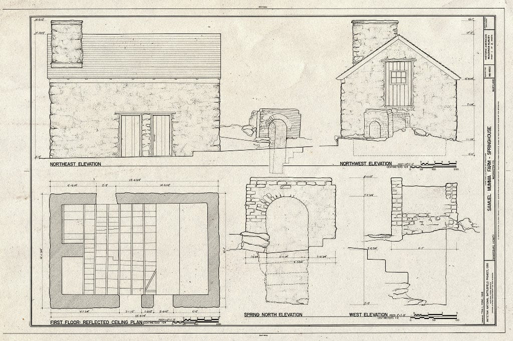 Blueprint HABS MD,22-Sharp.V,30-C- (Sheet 1 of 2) - Mumma Farm, Springhouse, Smoketown Road, Sharpsburg, Washington County, MD