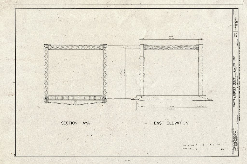 Blueprint HAER MD,1-WESPO,1- (Sheet 3 of 8) - Waverly Street Bridge, Spanning George's Creek, Westernport, MD, Westernport, Allegany County, MD