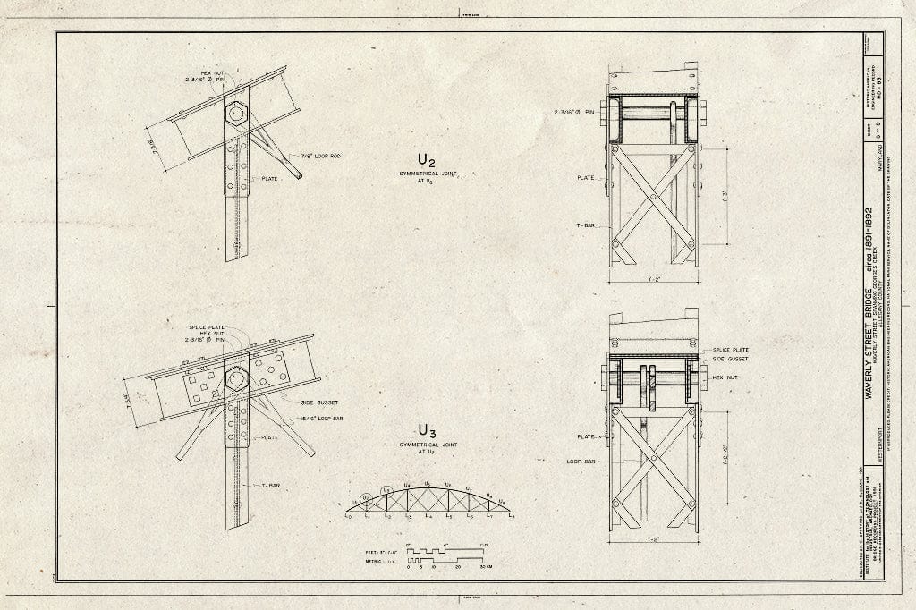 Blueprint HAER MD,1-WESPO,1- (Sheet 6 of 8) - Waverly Street Bridge, Spanning George's Creek, Westernport, MD, Westernport, Allegany County, MD