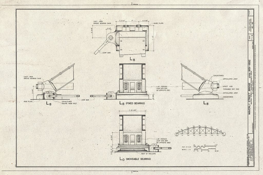 Blueprint HAER MD,1-WESPO,1- (Sheet 7 of 8) - Waverly Street Bridge, Spanning George's Creek, Westernport, MD, Westernport, Allegany County, MD