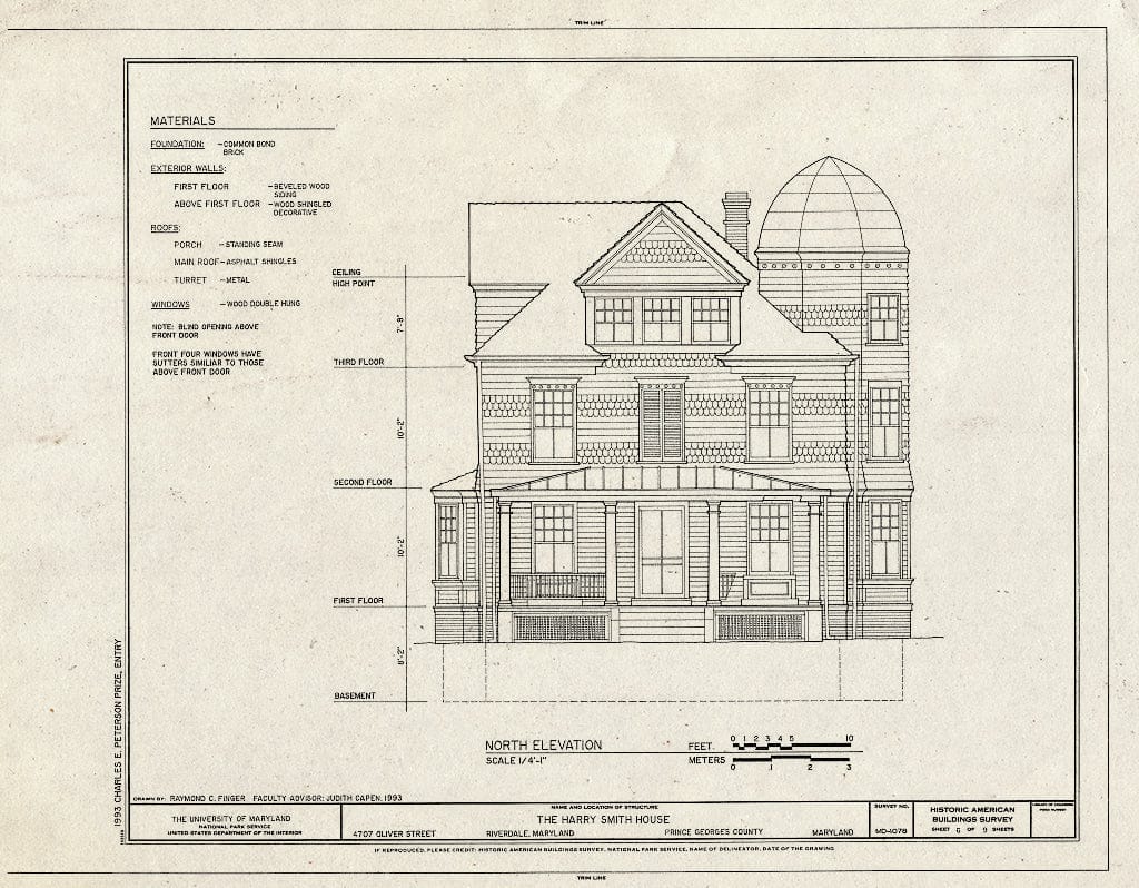 Blueprint HABS MD,17-RIV,2- (Sheet 6 of 9) - Harry Smith House, 4707 Oliver Street, Riverdale Park, Prince George's County, MD