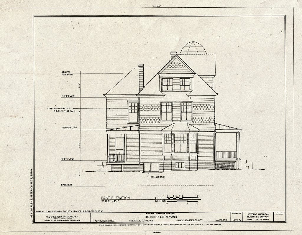 Blueprint HABS MD,17-RIV,2- (Sheet 7 of 9) - Harry Smith House, 4707 Oliver Street, Riverdale Park, Prince George's County, MD