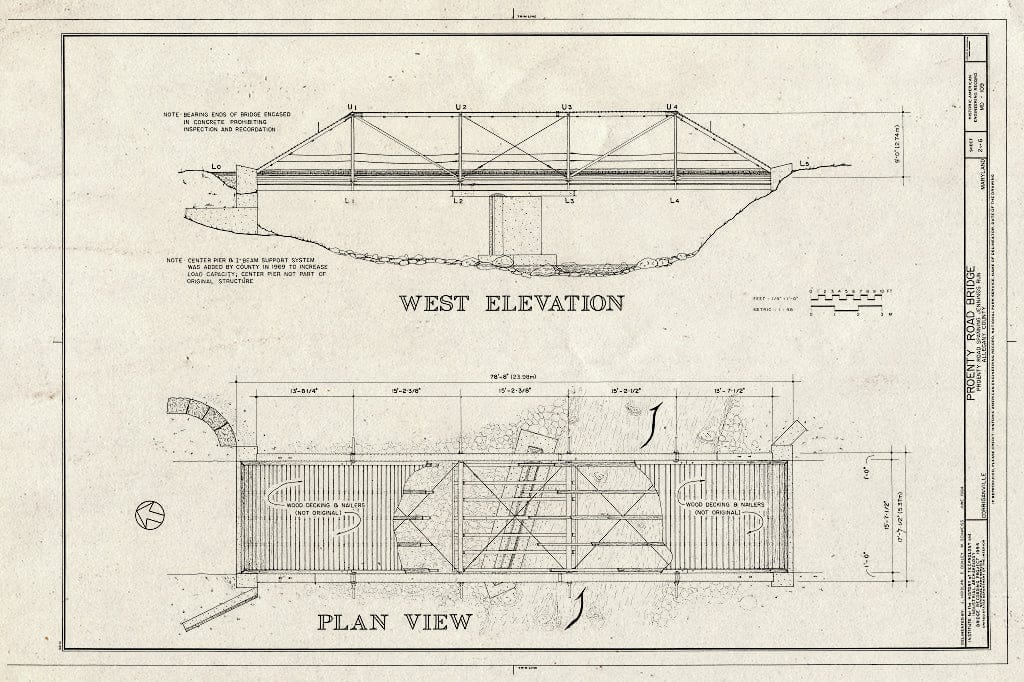 Blueprint HAER MD,1-COR,1- (Sheet 2 of 6) - Proenty Road Bridge, Spanning Jennings Run at Proenty Road, Corriganville, Allegany County, MD