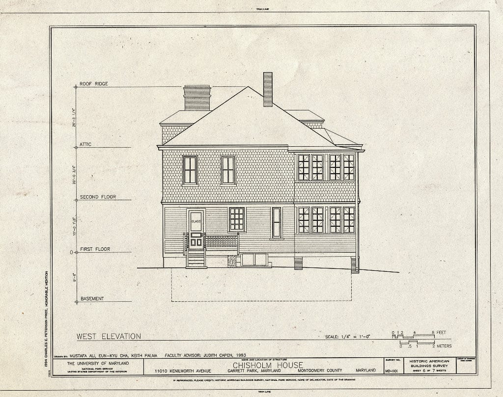 Blueprint HABS MD,16-GARPK,1- (Sheet 6 of 7) - Chisholm House, 11010 Kenilworth Avenue, Garrett Park, Montgomery County, MD