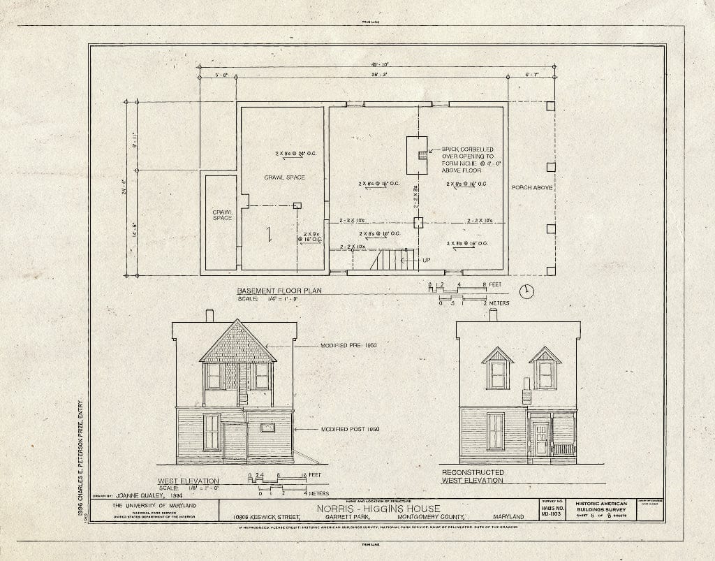 Blueprint HABS MD,16-GARPK,4- (Sheet 5 of 8) - Norris-Higgins House, 10806 Keswick Street, Garrett Park, Montgomery County, MD