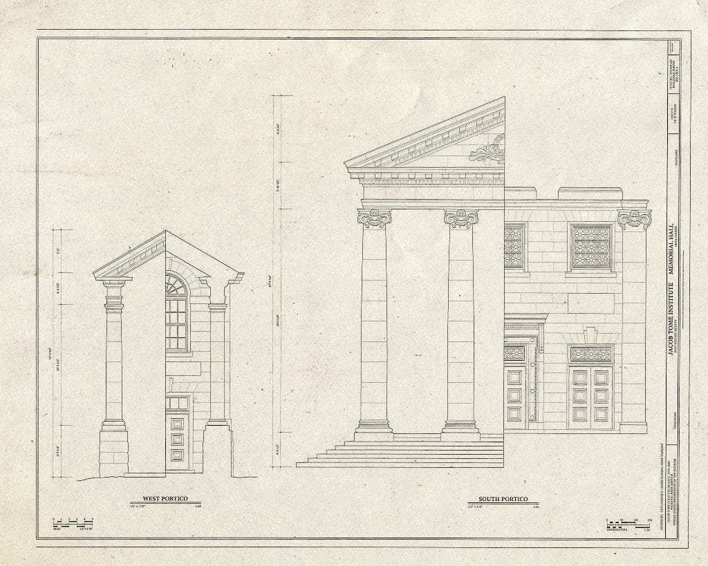 Blueprint HABS MD,8-PODEP.V,1A- (Sheet 9 of 10) - Jacob Tome Institute, Memorial Hall, Tome Road, Port Deposit, Cecil County, MD