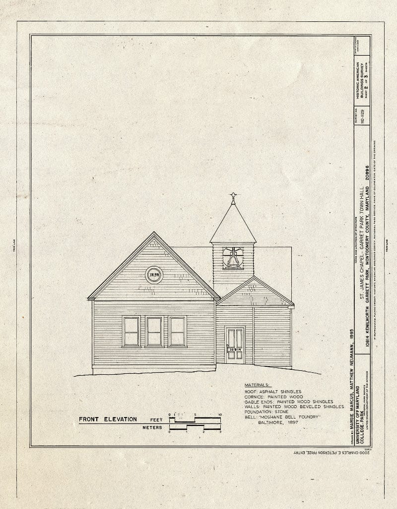 Blueprint HABS MD,16-GARPK,5- (Sheet 2 of 3) - St. James Chapel, 10814 Kenilworth Avenue, Garrett Park, Montgomery County, MD