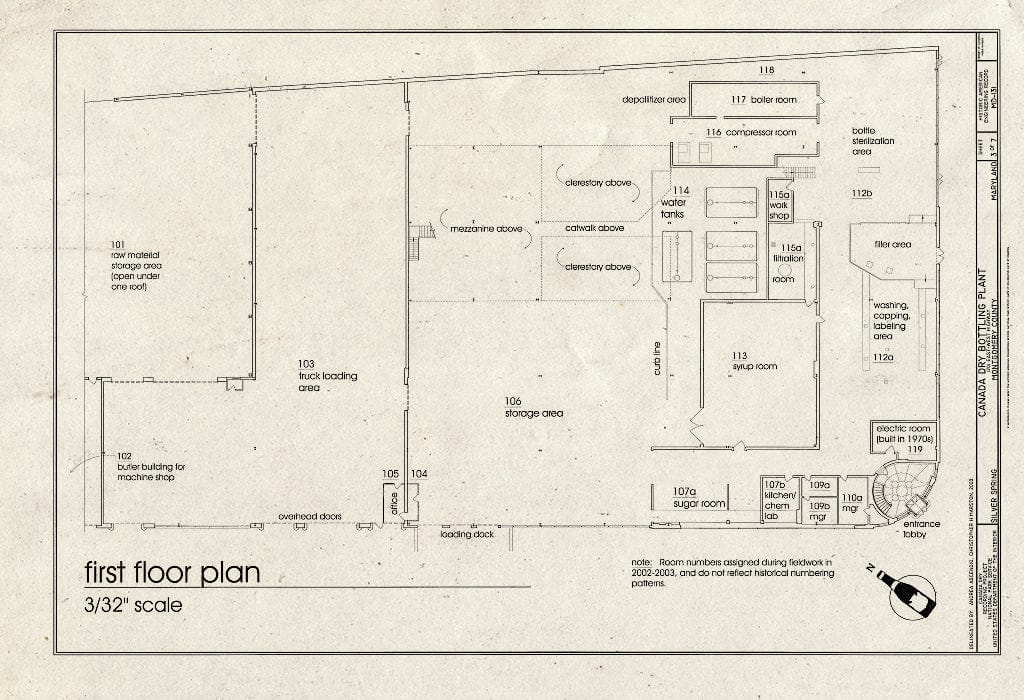 Blueprint First Floor Plan - Canada Dry Bottling Plant, 1201 East-West Highway, Silver Spring, Montgomery County, MD