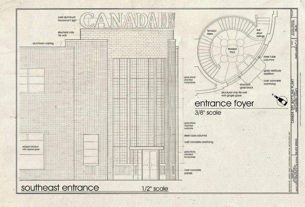 Blueprint Southeast Entrance, Entrance Foyer - Canada Dry Bottling Plant, 1201 East-West Highway, Silver Spring, Montgomery County, MD