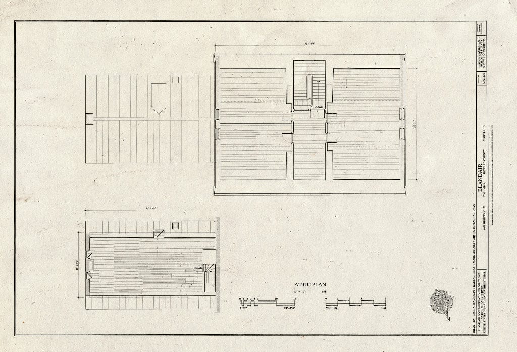 Blueprint HABS MD-1149 (Sheet 6 of 23) - Blandair, 6651 Highway 175, Columbia, Howard County, MD