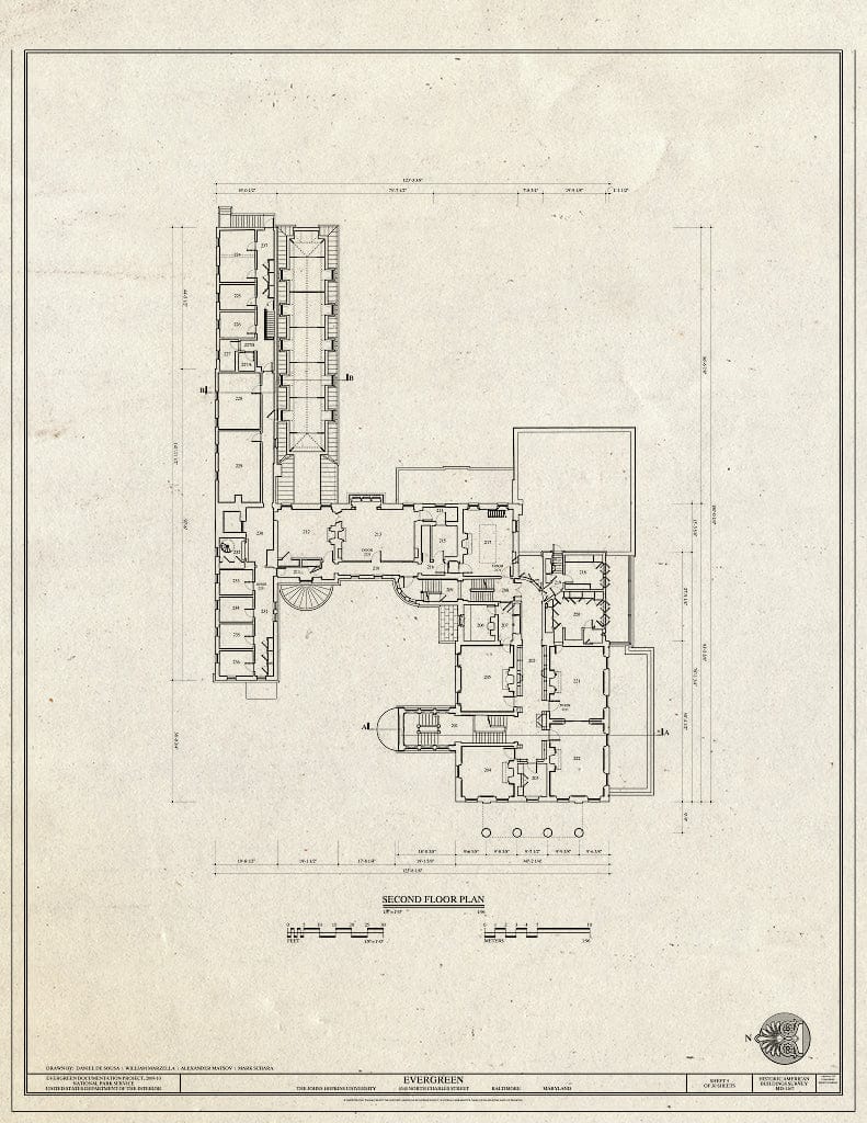 Blueprint Second Floor Plan - Evergreen, 4545 North Charles Street, Baltimore, Independent City, MD