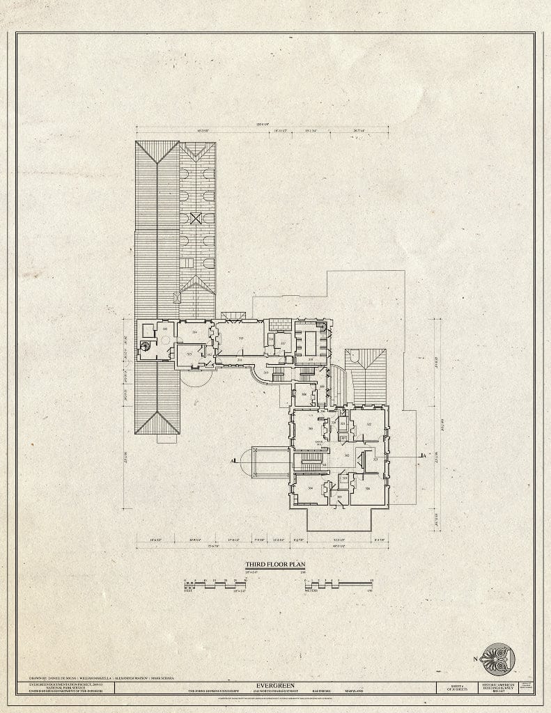 Blueprint Third Floor Plan - Evergreen, 4545 North Charles Street, Baltimore, Independent City, MD