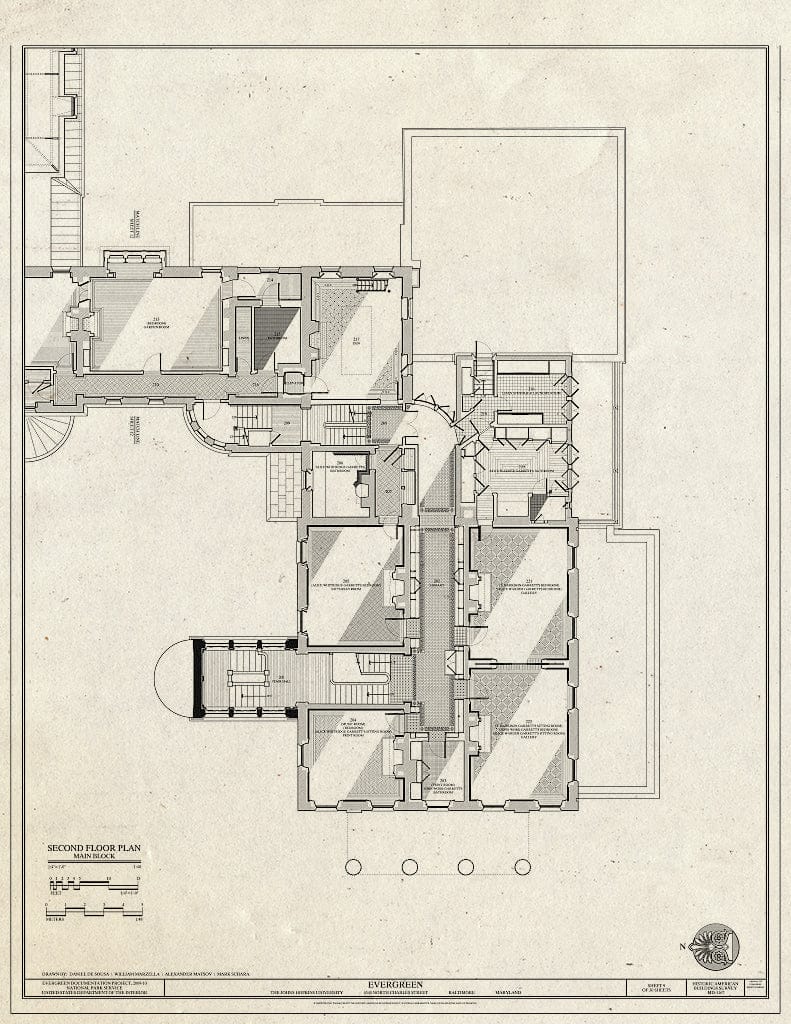 Blueprint Second Floor Plan Main Block - Evergreen, 4545 North Charles Street, Baltimore, Independent City, MD