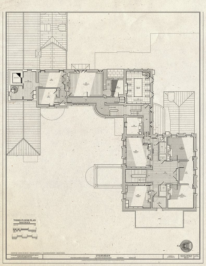 Blueprint Third Floor Plan Main Block - Evergreen, 4545 North Charles ...