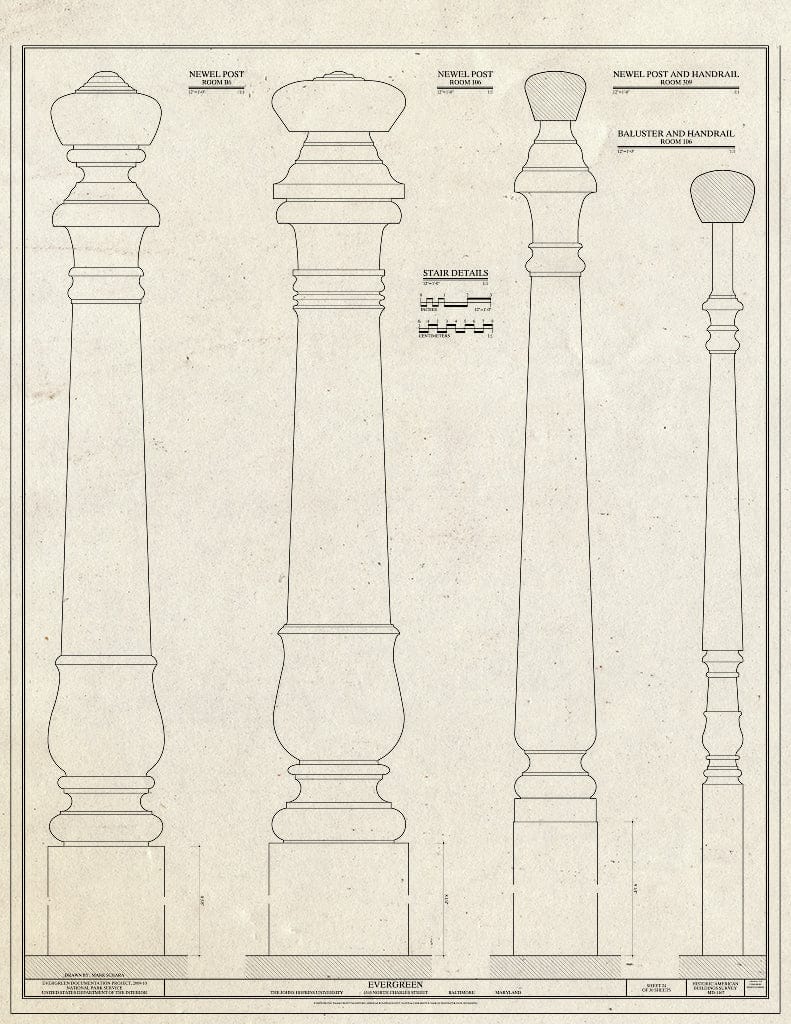 Blueprint Stair Details - Evergreen, 4545 North Charles Street, Baltimore, Independent City, MD