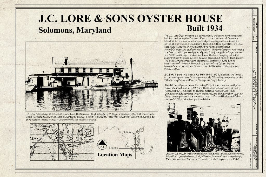 Blueprint Title Sheet - J.C. Lore Oyster House, 14430 Solomons Island Road, Solomons, Calvert County, MD