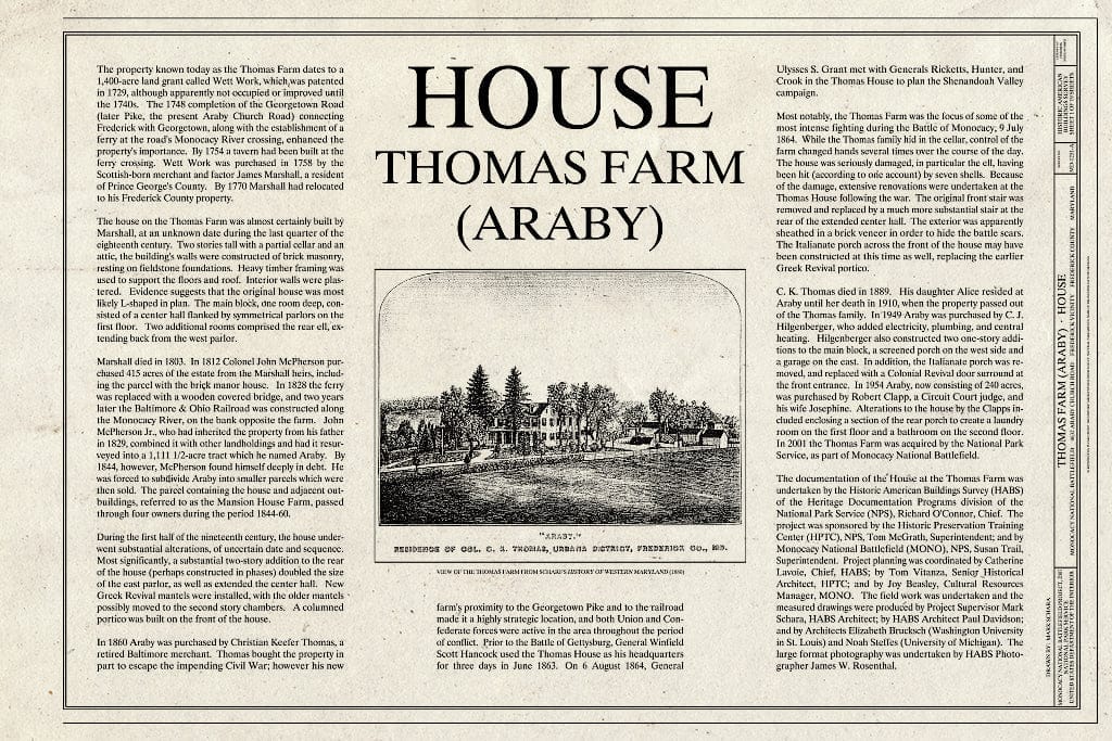 Blueprint Cover Sheet - Thomas Farm, House, 4632 Araby Church Road, Frederick, Frederick County, MD