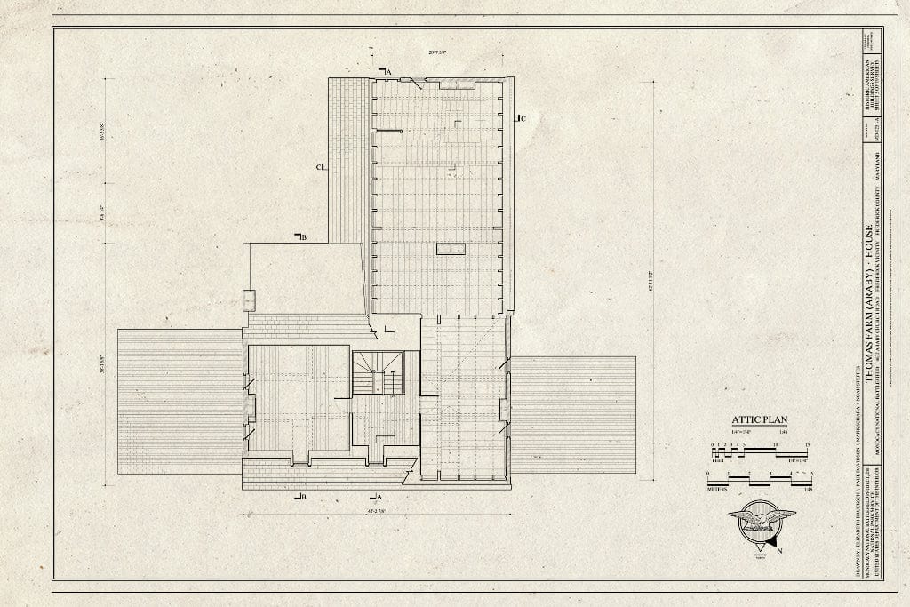 Blueprint Attic Plan - Thomas Farm, House, 4632 Araby Church Road, Frederick, Frederick County, MD