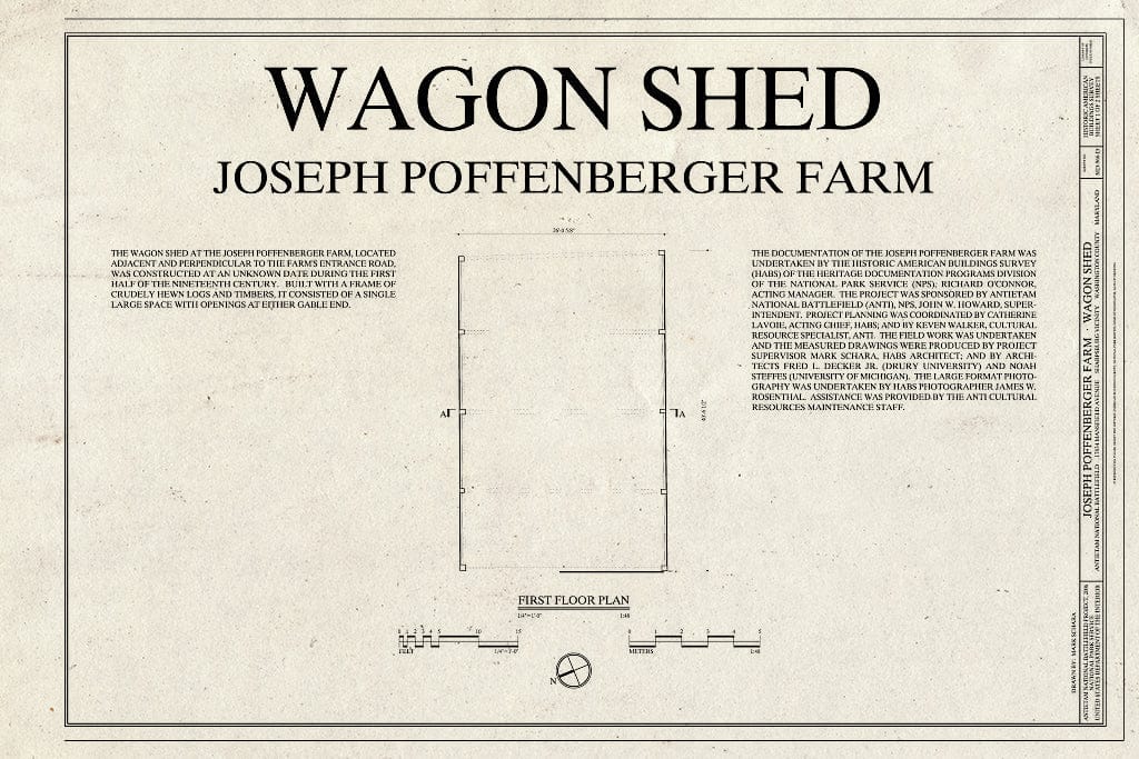 Blueprint Title, First Floor Plan - Joseph Poffenberger Farm, Wagon Shed, 17834 Mansfield Avenue, Sharpsburg, Washington County, MD