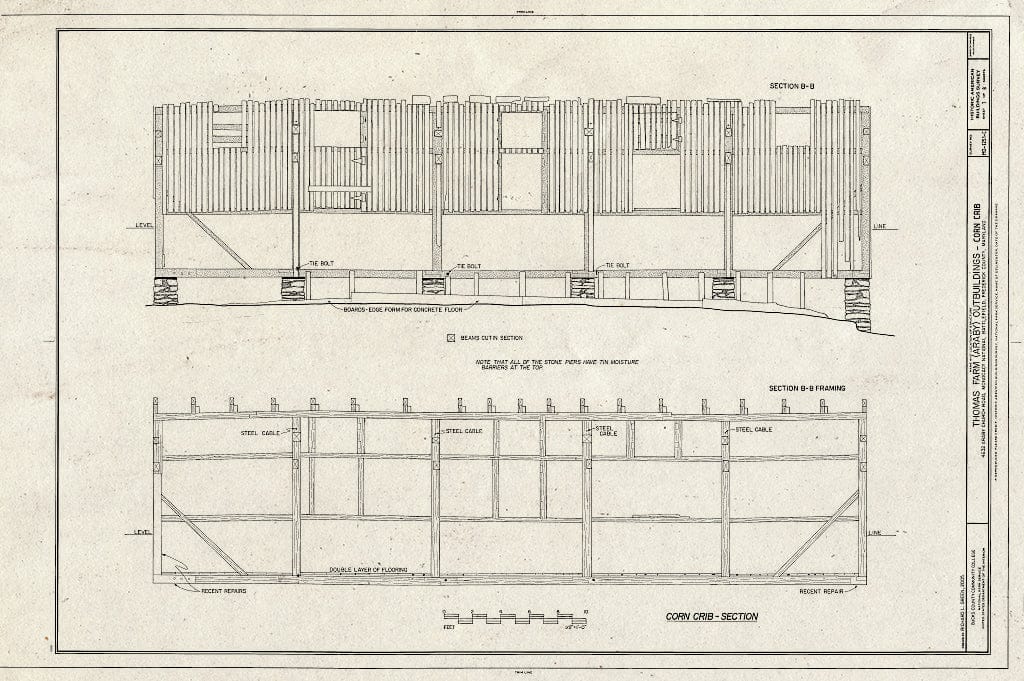 Blueprint Section - Thomas Farm, Corn Crib, 4632 Araby Church Road, Frederick, Frederick County, MD