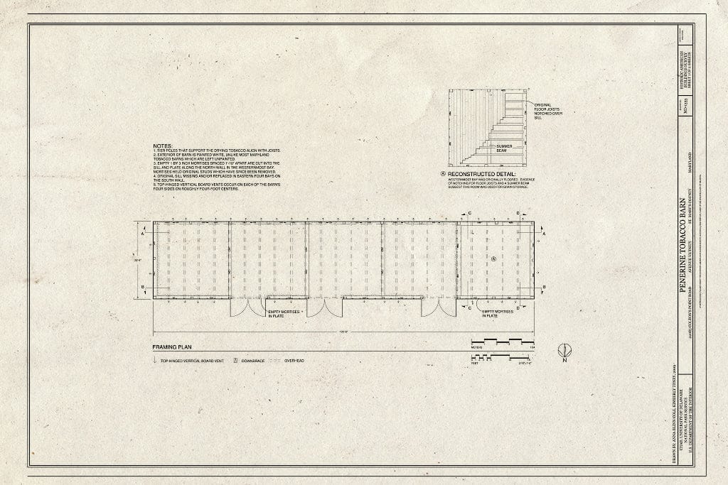 Blueprint Framing Plan - Penerine Tobacco Barn, 22085 Colton's Point Road, Avenue, St. Mary's County, MD