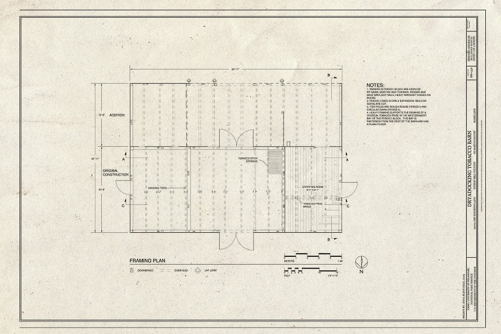 Blueprint Framing Plan - Dryadocking Tobacco Barn, 23700 Dry Docking Lane, Tintop Hill, St. Mary's County, MD