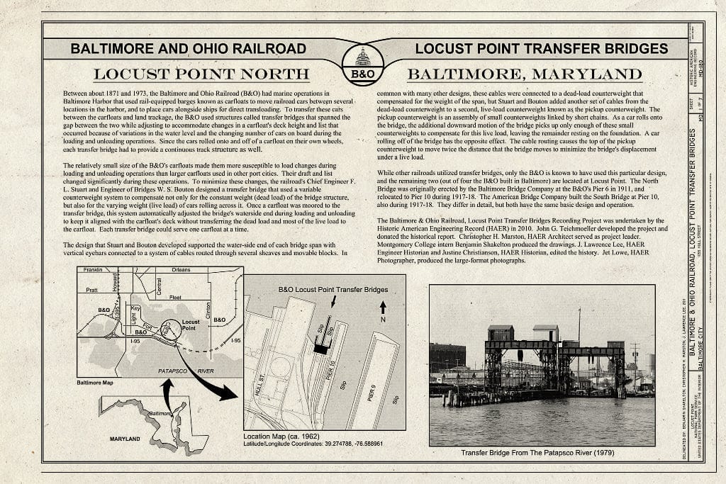 Blueprint Title Page - Baltimore & Ohio Railroad, Locust Point Transfer Bridges, 1055 Hull Street, Baltimore, Independent City, MD