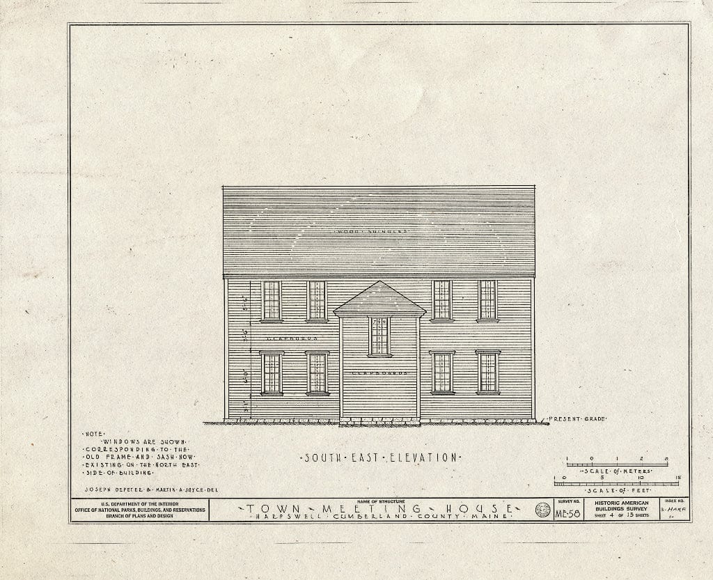 Blueprint HABS ME,3-HARP,1- (Sheet 4 of 13) - Old Town & Meeting House, State Route 123, South Harpswell, Cumberland County, ME