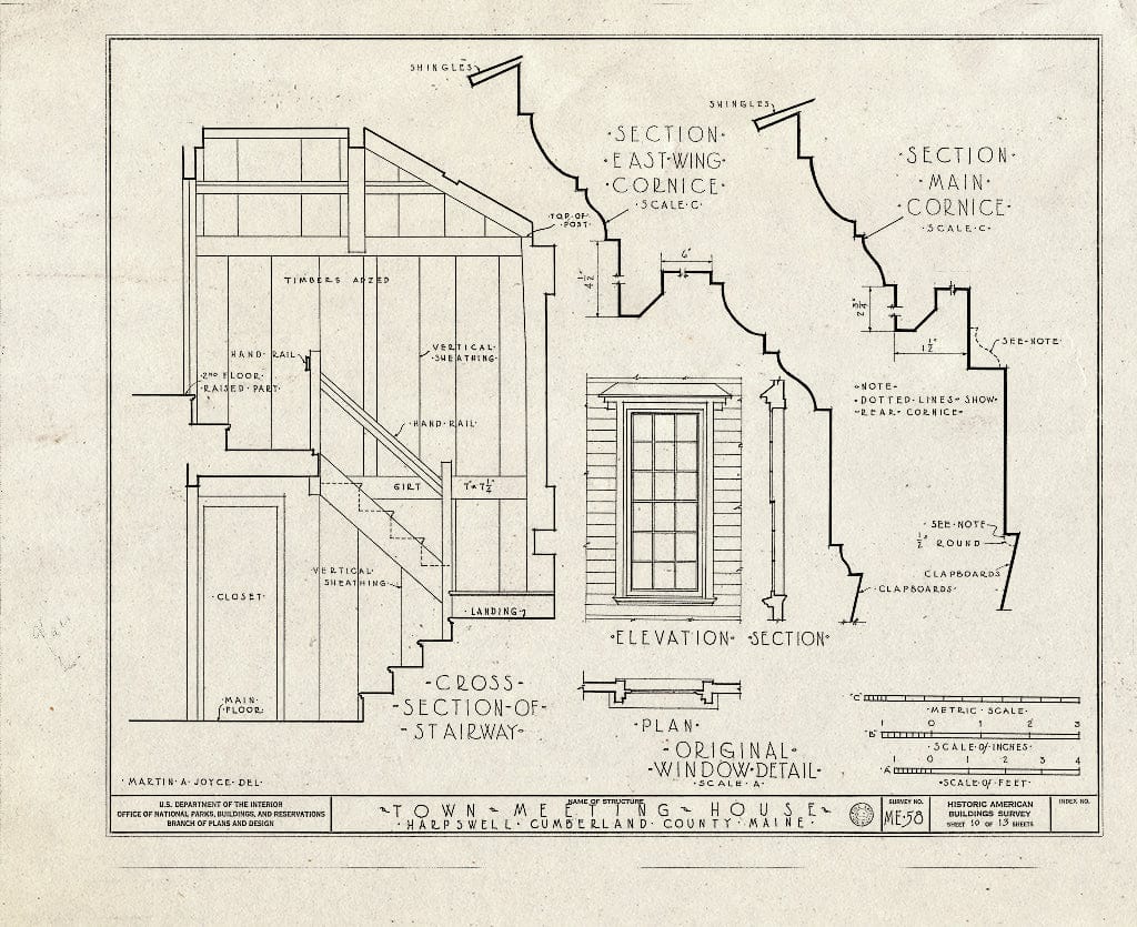 Blueprint HABS ME,3-HARP,1- (Sheet 10 of 13) - Old Town & Meeting House, State Route 123, South Harpswell, Cumberland County, ME