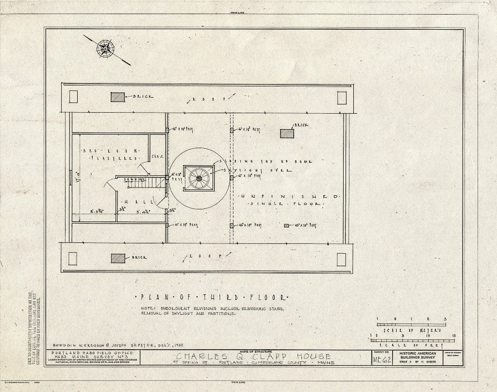 Blueprint HABS ME,3-Port,19- (Sheet 5 of 12) - Charles Q. Clapp House, 97 Spring Street, Portland, Cumberland County, ME