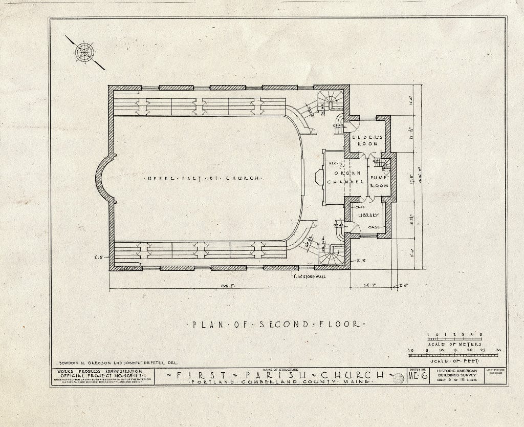 Blueprint HABS ME,3-Port,3- (Sheet 3 of 18) - First Parish Church (Unitarian), 425 Congress Street, Portland, Cumberland County, ME
