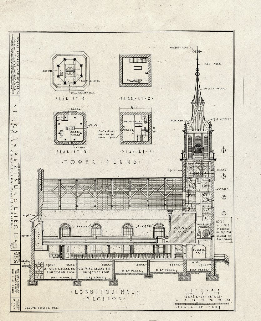 Blueprint HABS ME,3-Port,3- (Sheet 9 of 18) - First Parish Church (Unitarian), 425 Congress Street, Portland, Cumberland County, ME