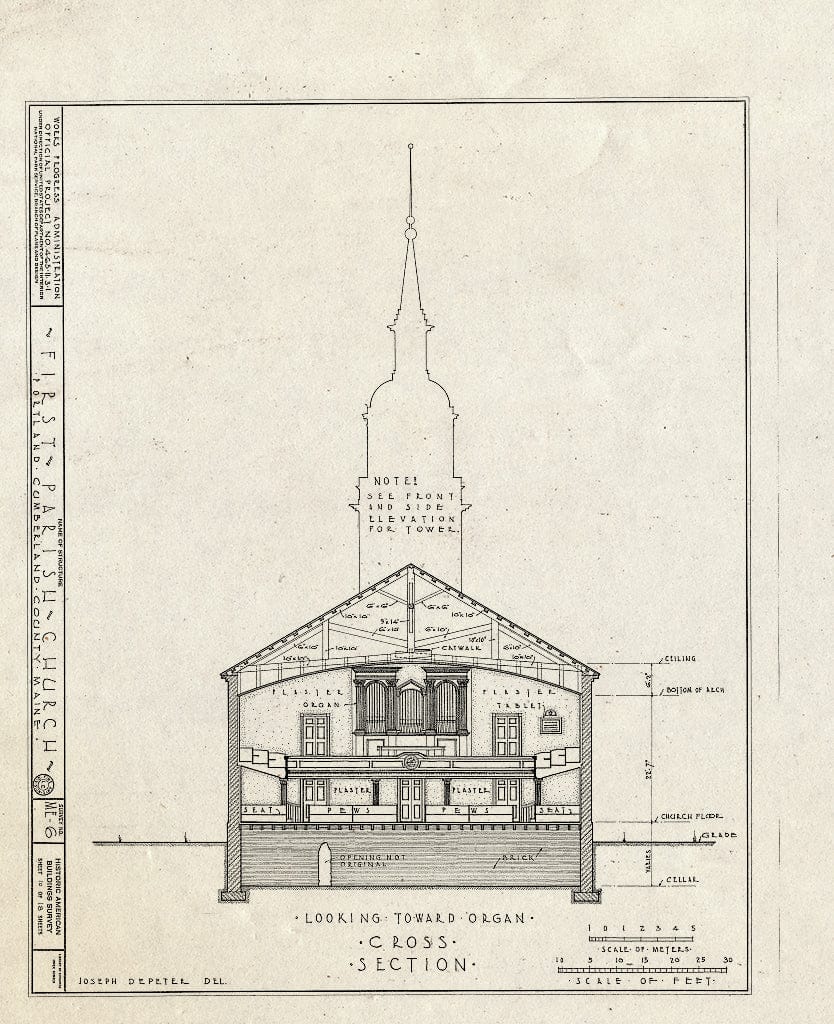 Blueprint HABS ME,3-Port,3- (Sheet 10 of 18) - First Parish Church (Unitarian), 425 Congress Street, Portland, Cumberland County, ME
