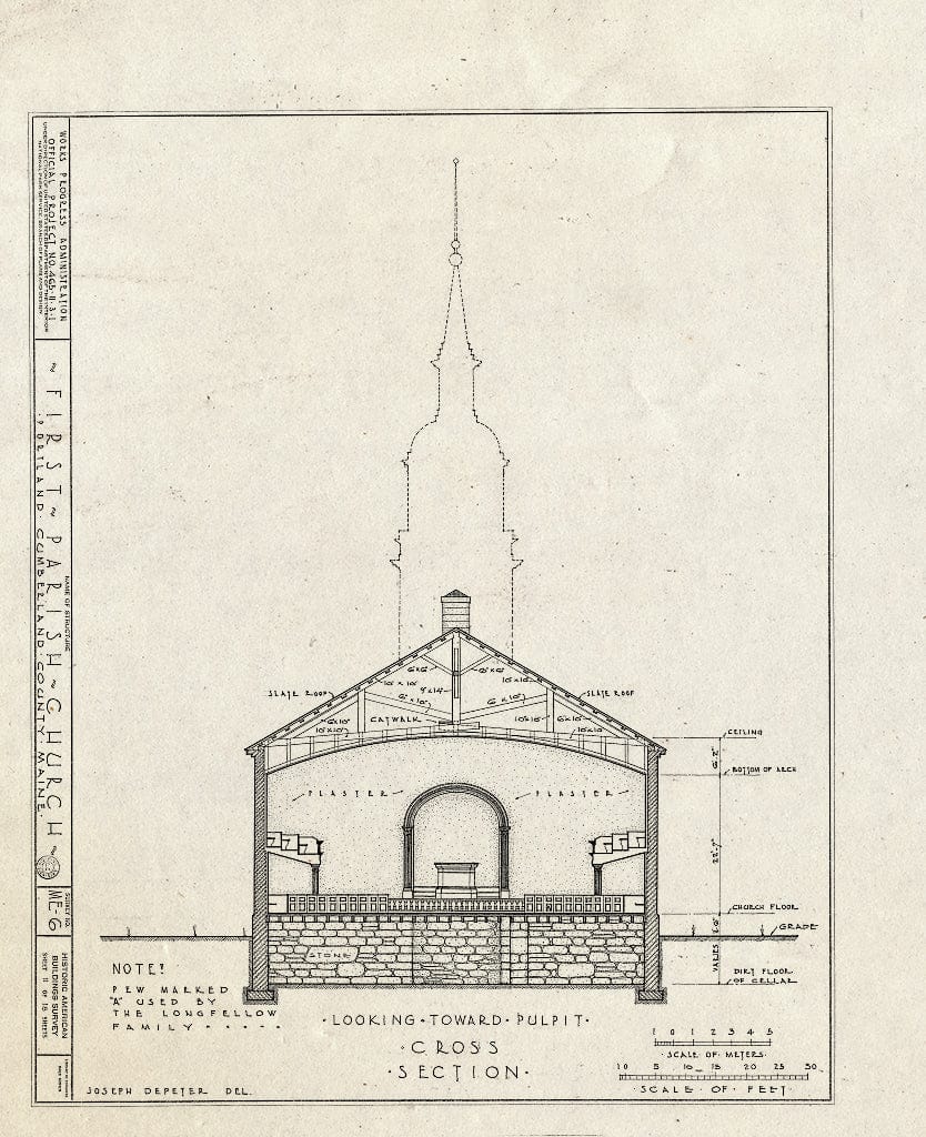 Blueprint HABS ME,3-Port,3- (Sheet 11 of 18) - First Parish Church (Unitarian), 425 Congress Street, Portland, Cumberland County, ME
