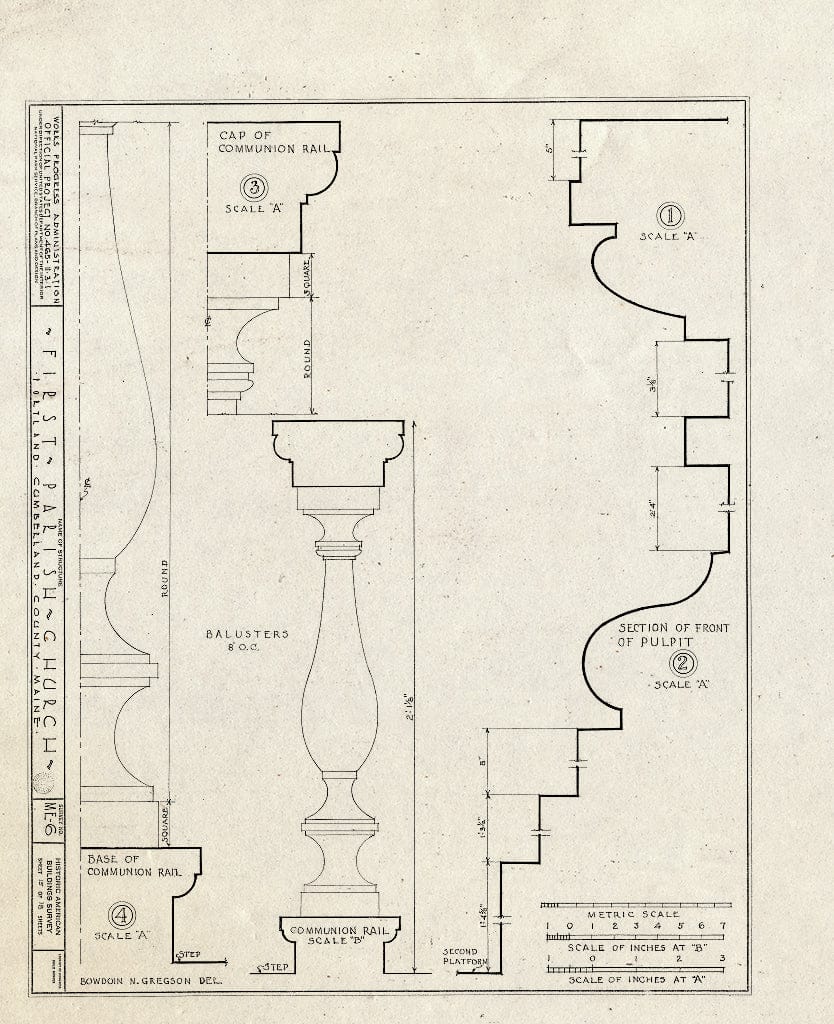 Blueprint HABS ME,3-Port,3- (Sheet 15 of 18) - First Parish Church (Unitarian), 425 Congress Street, Portland, Cumberland County, ME