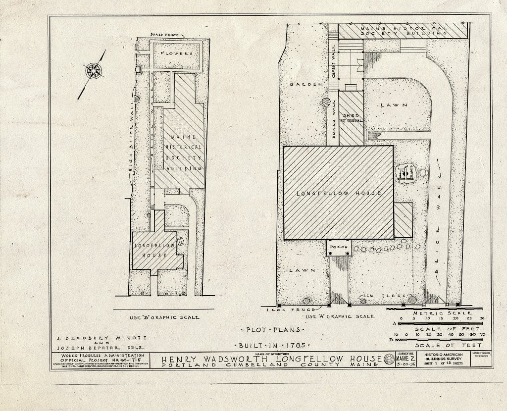Blueprint HABS ME,3-Port,8- (Sheet 1 of 13) - Henry Wadsworth Longfellow House, 487 Congress Street, Portland, Cumberland County, ME