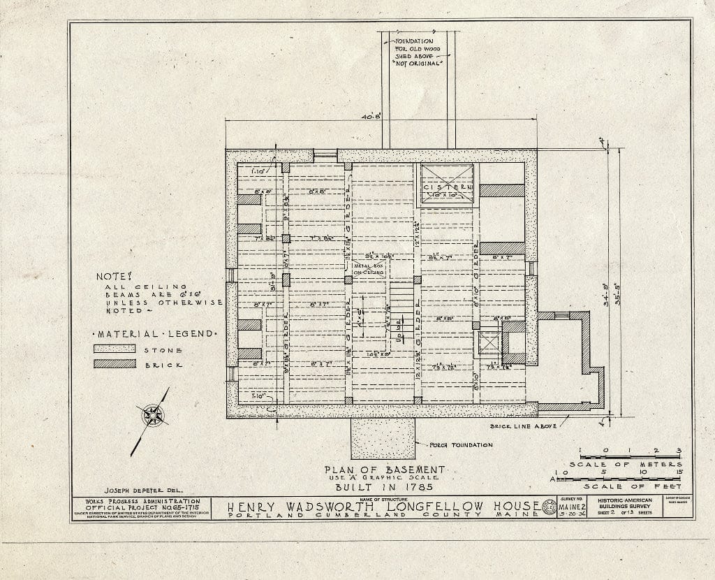 Blueprint HABS ME,3-Port,8- (Sheet 2 of 13) - Henry Wadsworth Longfellow House, 487 Congress Street, Portland, Cumberland County, ME