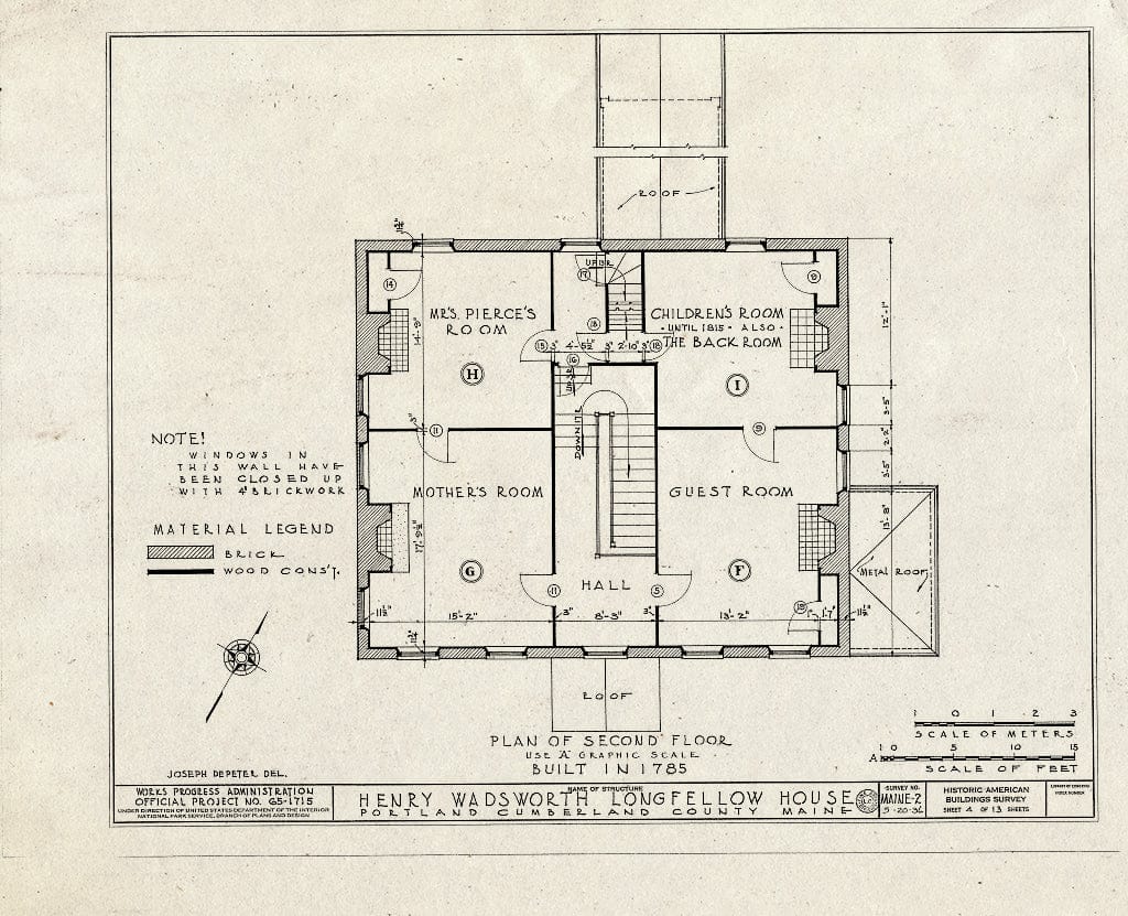 Blueprint HABS ME,3-Port,8- (Sheet 4 of 13) - Henry Wadsworth Longfellow House, 487 Congress Street, Portland, Cumberland County, ME