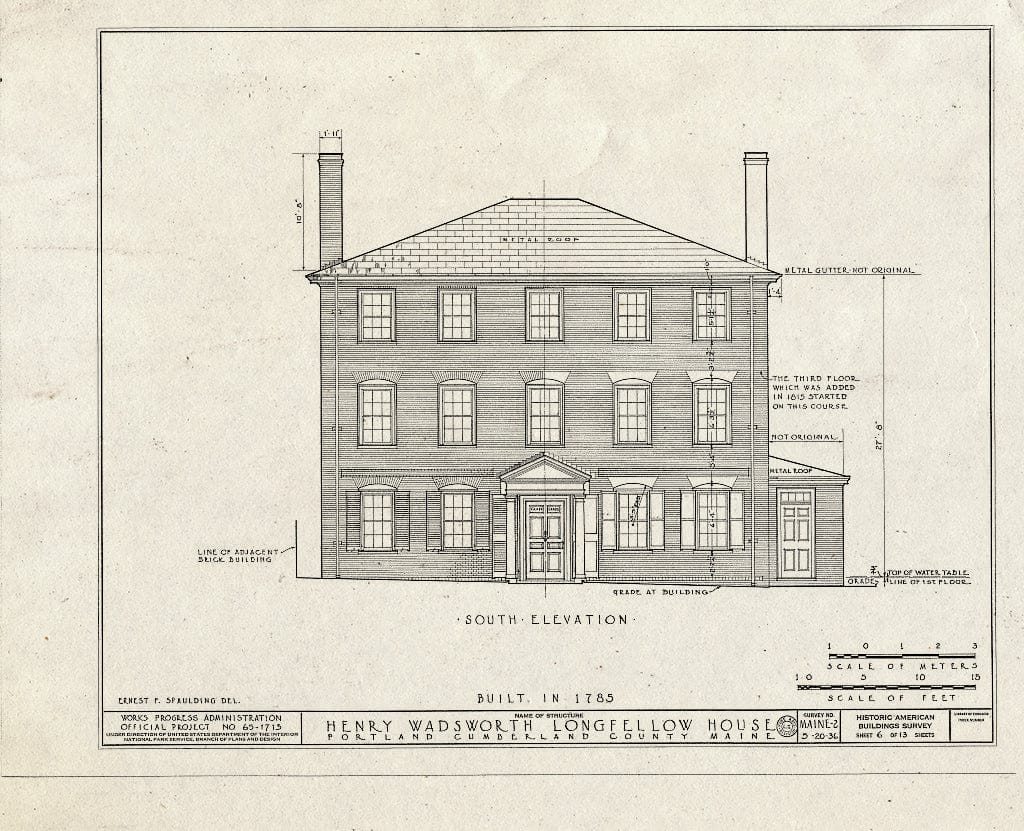 Blueprint HABS ME,3-Port,8- (Sheet 6 of 13) - Henry Wadsworth Longfellow House, 487 Congress Street, Portland, Cumberland County, ME