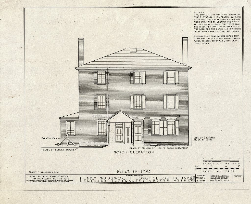 Blueprint HABS ME,3-Port,8- (Sheet 8 of 13) - Henry Wadsworth Longfellow House, 487 Congress Street, Portland, Cumberland County, ME