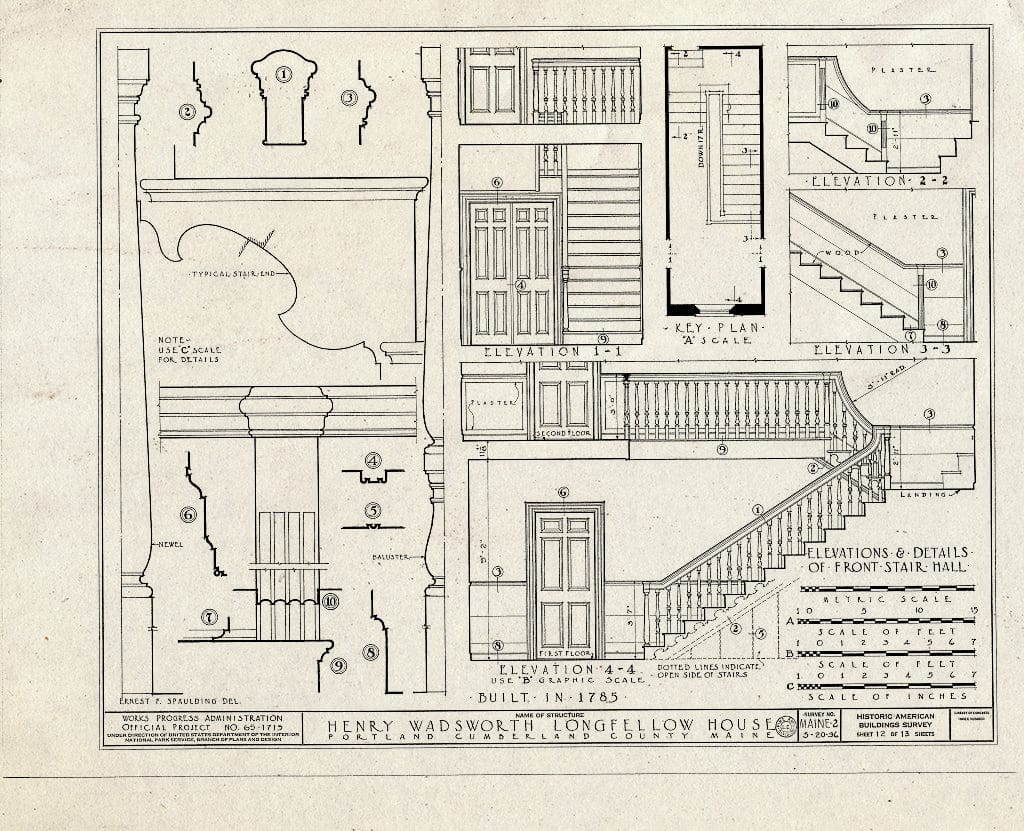 Blueprint HABS ME,3-Port,8- (Sheet 12 of 13) - Henry Wadsworth Longfellow House, 487 Congress Street, Portland, Cumberland County, ME