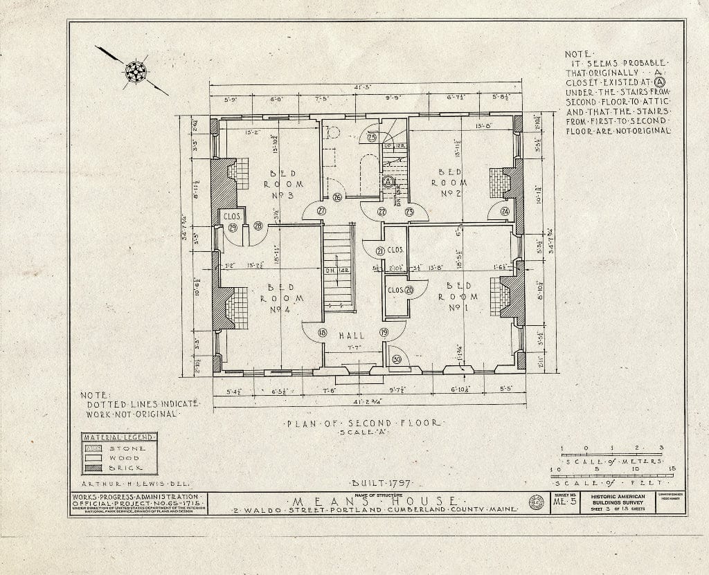 Blueprint HABS ME,3-STROWA,2- (Sheet 3 of 13) - Means House, 2 Waldo Street, Stroudwater, Cumberland County, ME