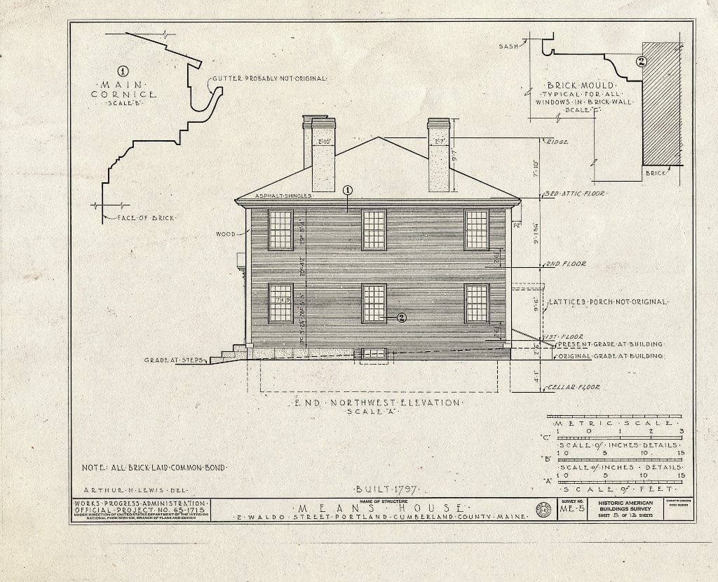 Blueprint HABS ME,3-STROWA,2- (Sheet 5 of 13) - Means House, 2 Waldo Street, Stroudwater, Cumberland County, ME