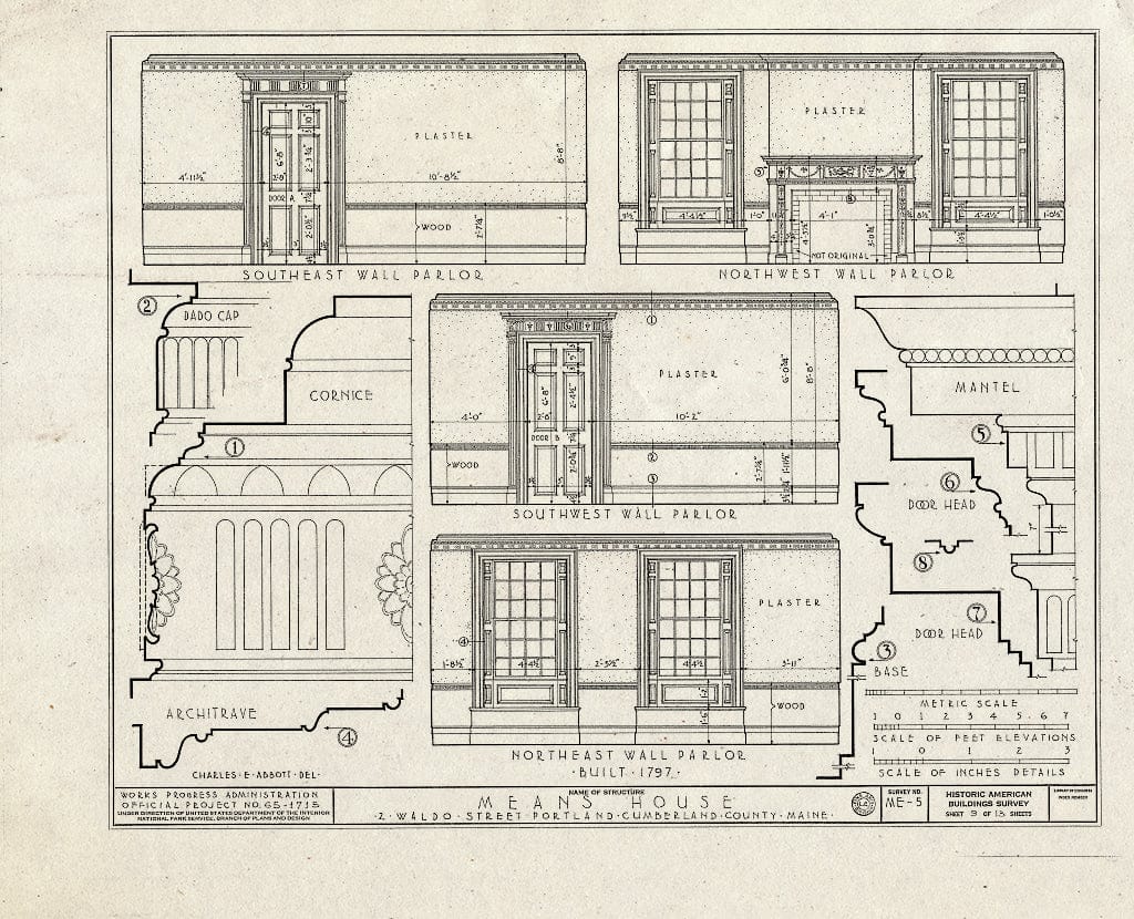 Blueprint HABS ME,3-STROWA,2- (Sheet 9 of 13) - Means House, 2 Waldo Street, Stroudwater, Cumberland County, ME