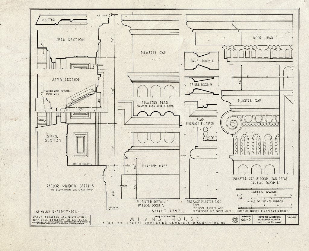 Blueprint HABS ME,3-STROWA,2- (Sheet 11 of 13) - Means House, 2 Waldo Street, Stroudwater, Cumberland County, ME