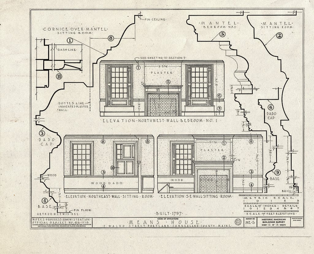 Blueprint HABS ME,3-STROWA,2- (Sheet 12 of 13) - Means House, 2 Waldo Street, Stroudwater, Cumberland County, ME