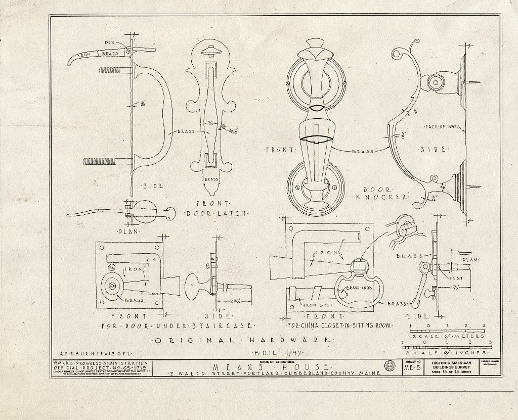 Blueprint HABS ME,3-STROWA,2- (Sheet 13 of 13) - Means House, 2 Waldo Street, Stroudwater, Cumberland County, ME